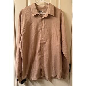 RUXEN Men's XL Shirt NWT Linen Blend Long Sleeve Tan Khaki Casual Button Down